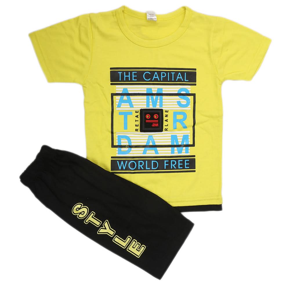 Boys Half Sleeves Suit - Yellow, Kids, Boys Sets And Suits, Chase Value, Chase Value