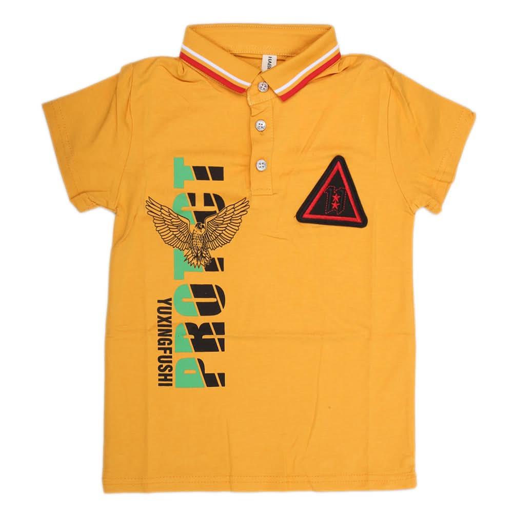 Boys Half Sleeves Polo T-Shirt - Mustard, Kids, Boys T-Shirts, Chase Value, Chase Value
