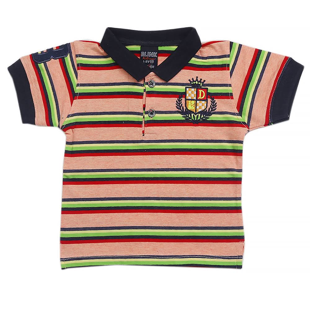 Boys Half Sleeves Polo T-Shirt - Peach, Boys T-Shirts, Chase Value, Chase Value