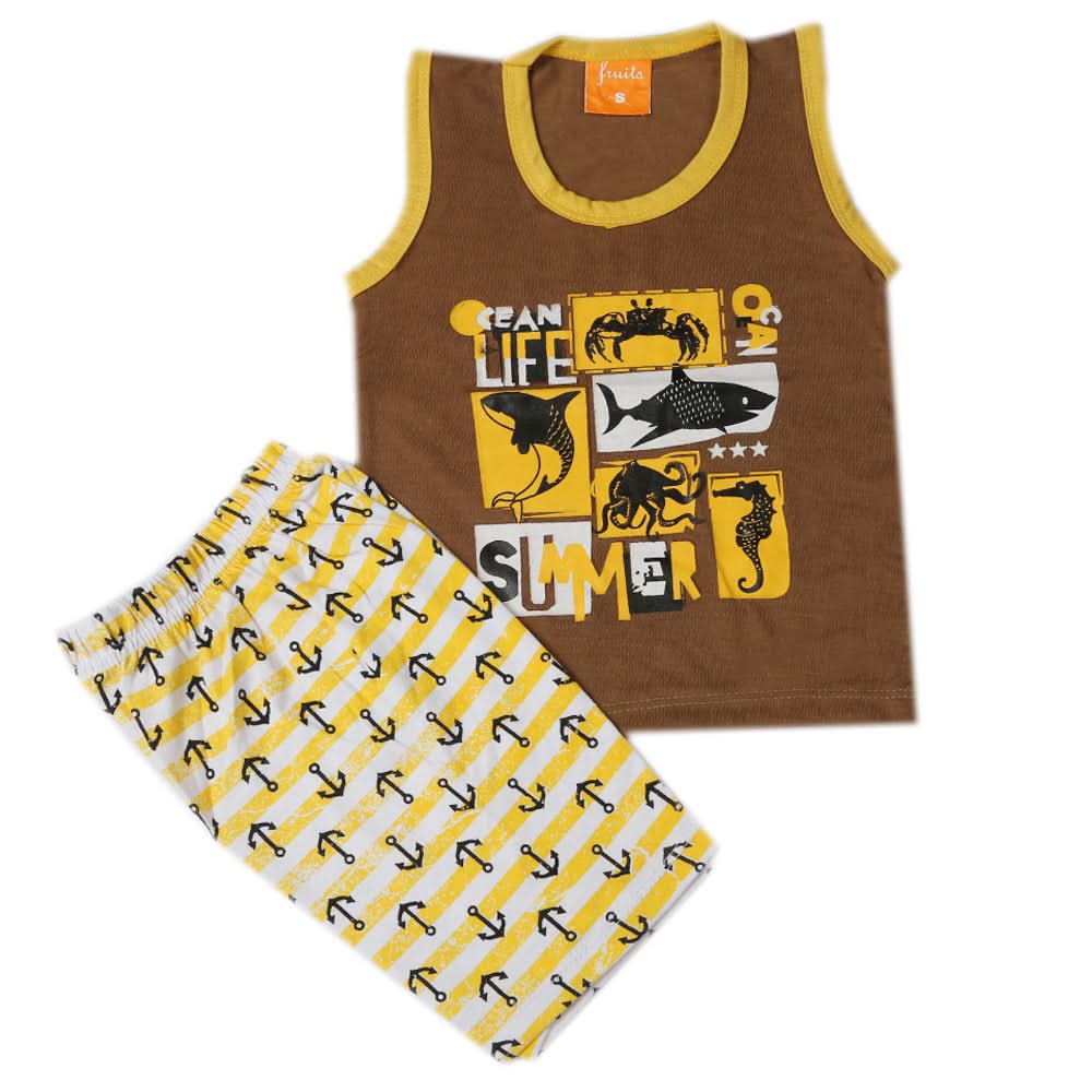 Boys Sando Suit - Dark Brown, Kids, Boys Sets And Suits, Chase Value, Chase Value