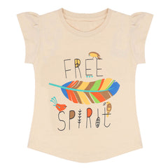 Girls Half Sleeves T-Shirt - Fawn, Girls T-Shirts, Chase Value, Chase Value