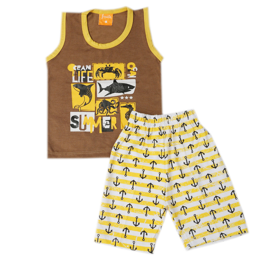 Boys Sando Suit - Dark Brown, Kids, Boys Sets And Suits, Chase Value, Chase Value