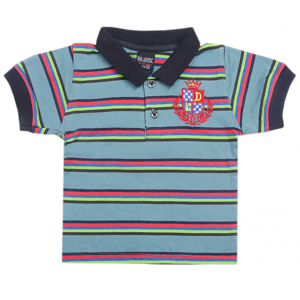 Boys Half Sleeves Polo T-Shirt - Steel Blue, Boys T-Shirts, Chase Value, Chase Value