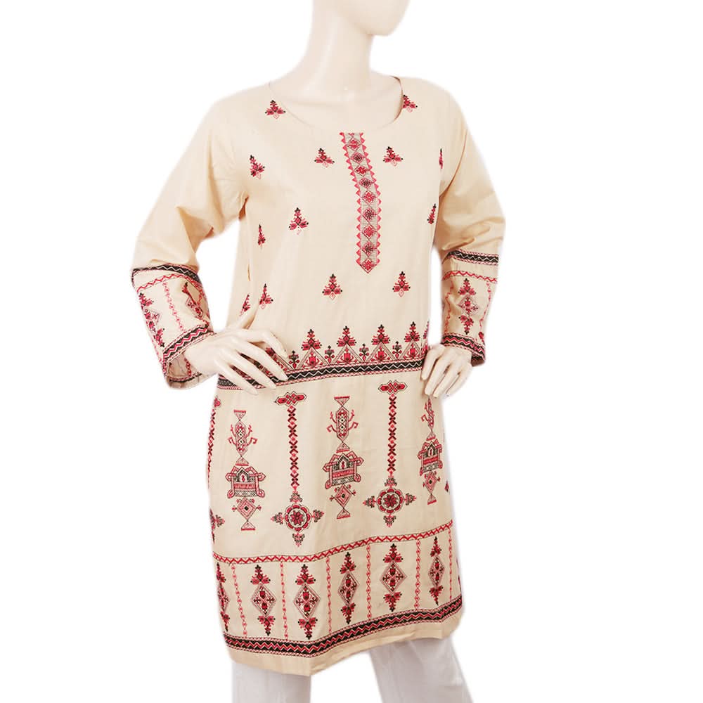 Women's Embroidered Kurti 29 - Skin, Women, Ready Kurtis, Chase Value, Chase Value