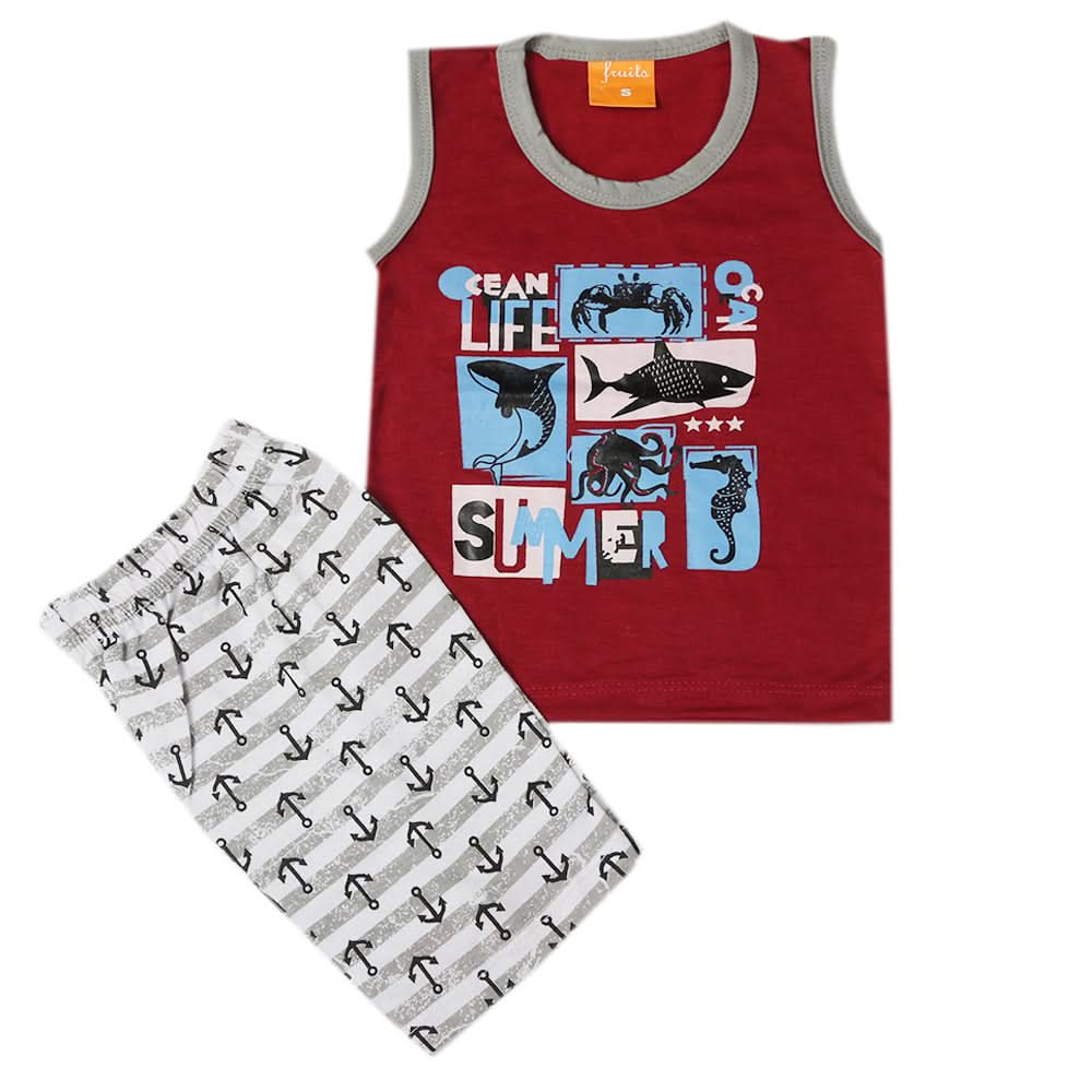 Boys Sando Suit - Maroon, Kids, Boys Sets And Suits, Chase Value, Chase Value