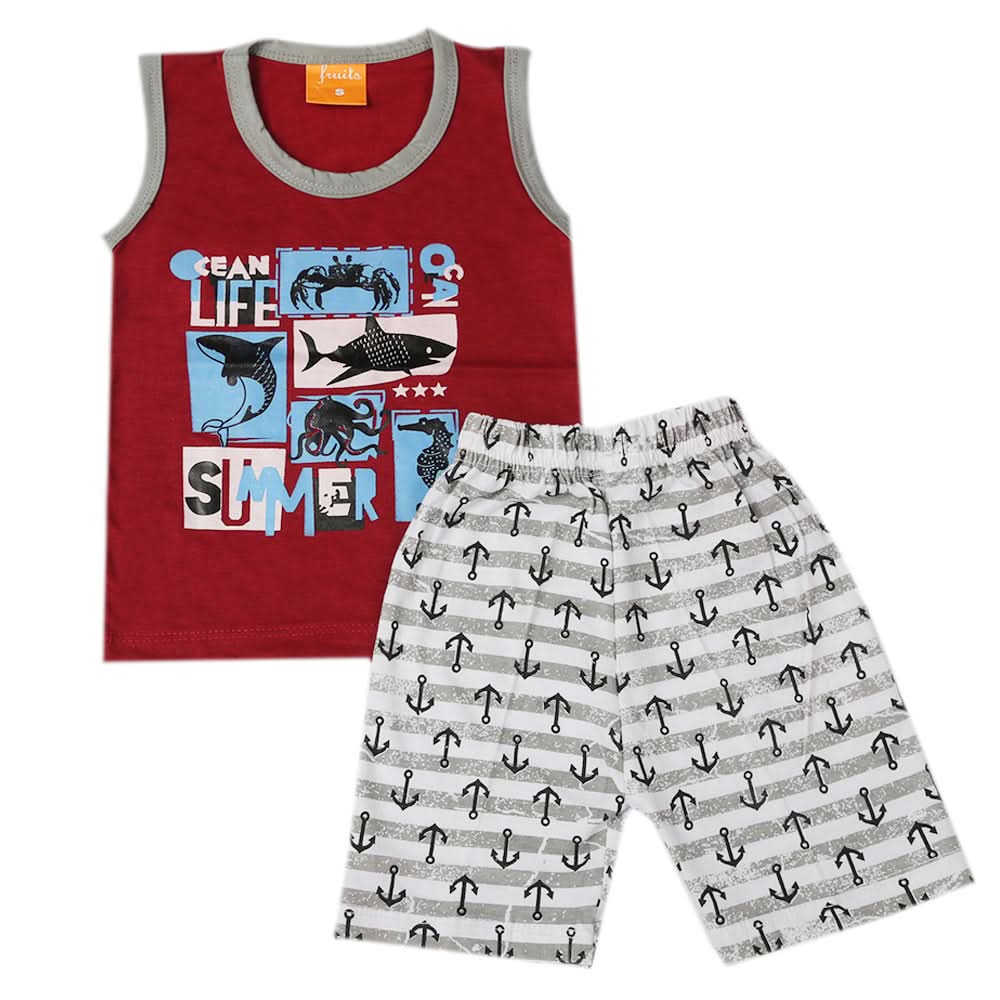 Boys Sando Suit - Maroon, Kids, Boys Sets And Suits, Chase Value, Chase Value