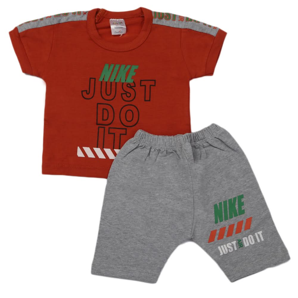 Newborn Boys Half Sleeves Suit - Rust, Kids, Newborn Boys Sets And Suits, Chase Value, Chase Value