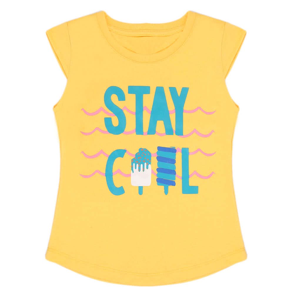Girls Half Sleeves T-Shirt - Yellow, Girls T-Shirts, Chase Value, Chase Value