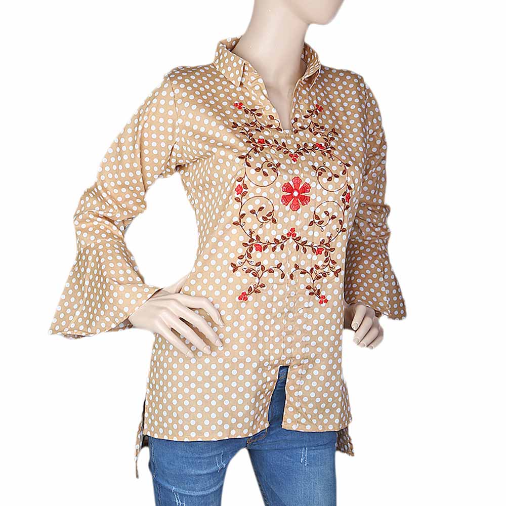 Women's Embroidered Western Top - Beige, Women, T-Shirts And Tops, Chase Value, Chase Value