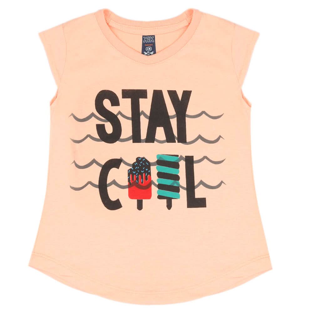 Girls Half Sleeves T-Shirt - Peach, Girls T-Shirts, Chase Value, Chase Value