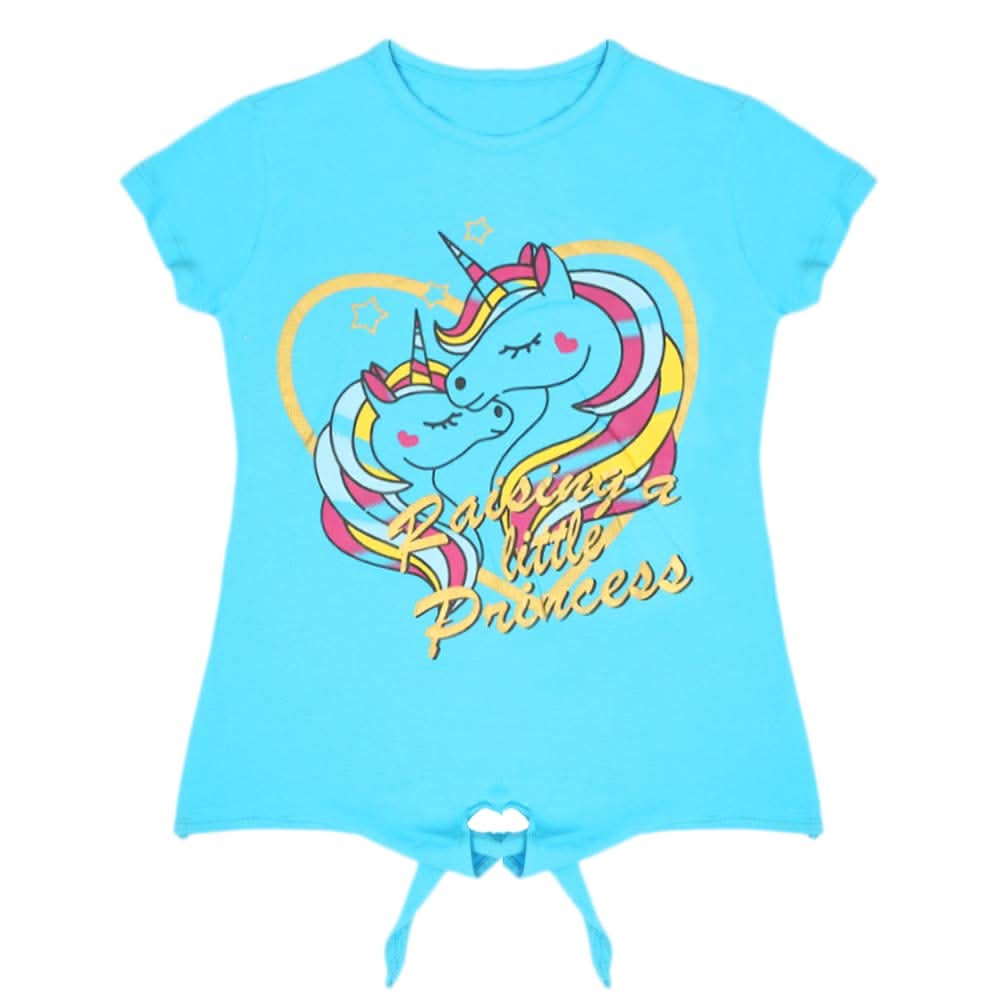 Girls Half Sleeves T-Shirt - Cyan, Girls T-Shirts, Chase Value, Chase Value