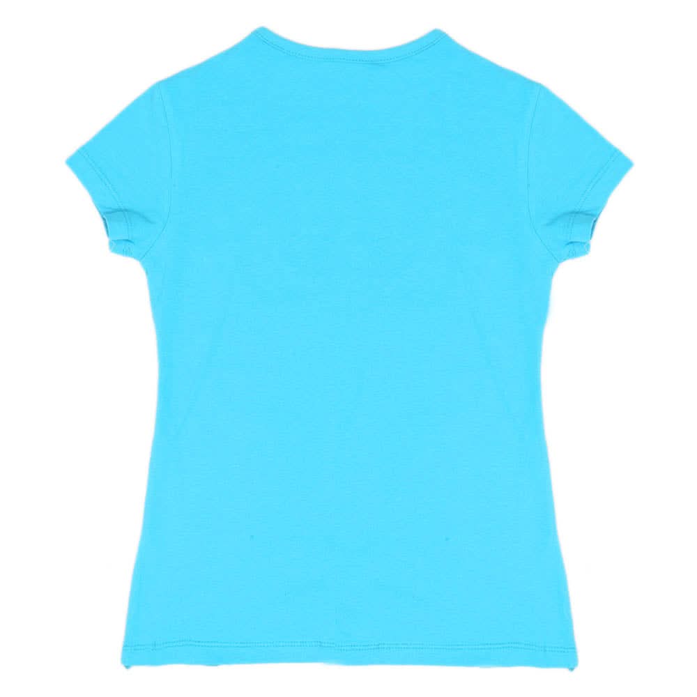 Girls Half Sleeves T-Shirt - Cyan, Girls T-Shirts, Chase Value, Chase Value