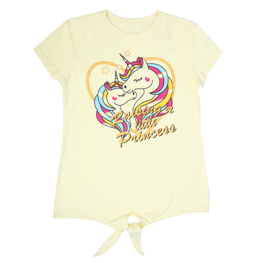 Girls Half Sleeves T-Shirt - Light Yellow, Girls T-Shirts, Chase Value, Chase Value