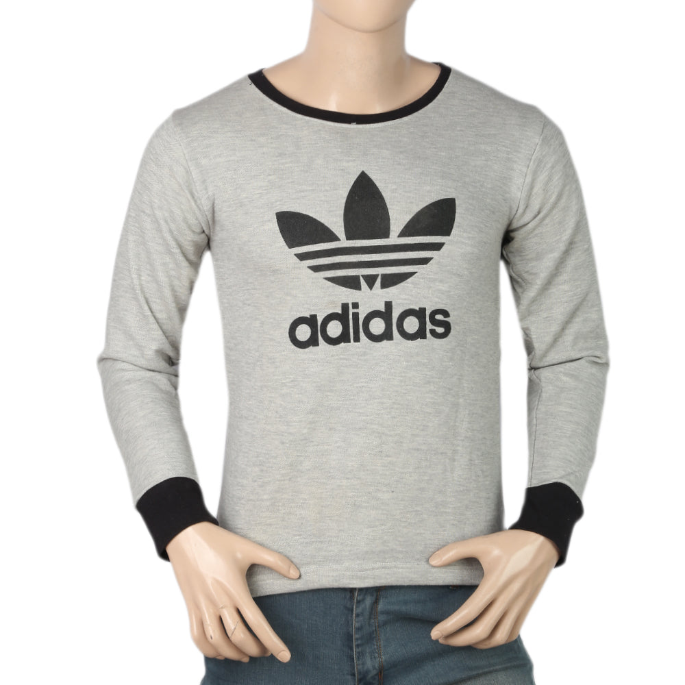 Men's Full Sleeves Printed T-Shirt - Light Grey, Men, T-Shirts And Polos, Chase Value, Chase Value