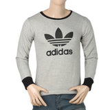 Men's Full Sleeves Printed T-Shirt - Light Grey, Men, T-Shirts And Polos, Chase Value, Chase Value