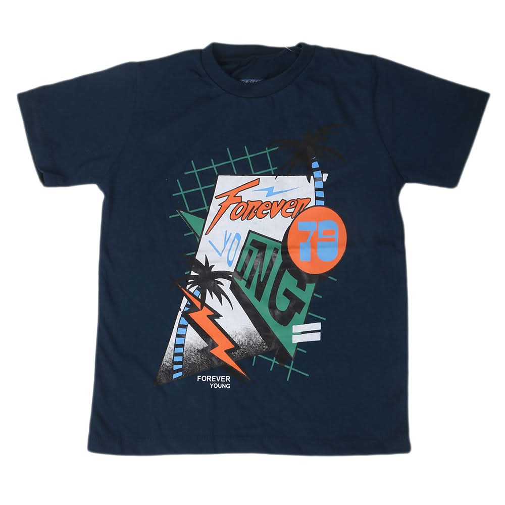 Boys Half Sleeves Jersey T-Shirt - Steel Blue, Kids, Boys T-Shirts, Chase Value, Chase Value