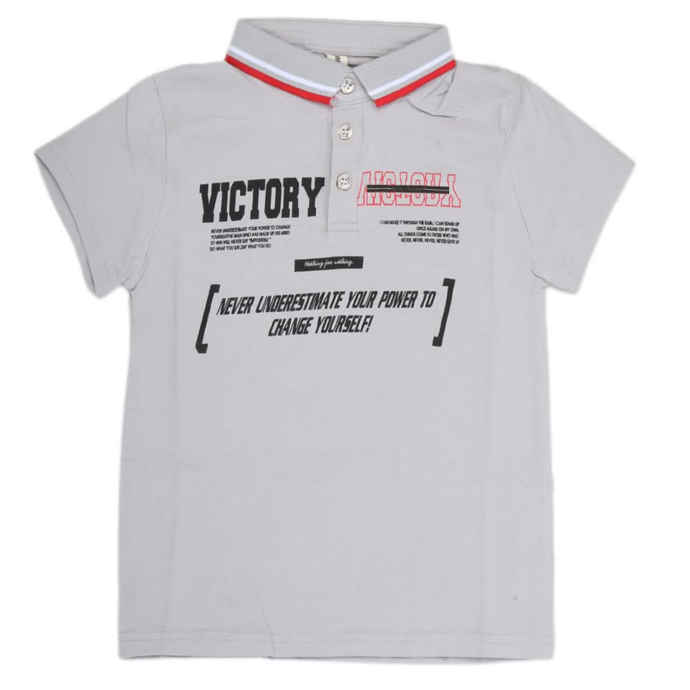 Boys Half Sleeves Polo T-Shirt - Grey, Kids, Boys T-Shirts, Chase Value, Chase Value
