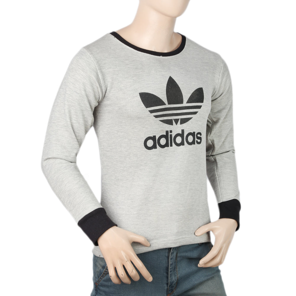 Men's Full Sleeves Printed T-Shirt - Light Grey, Men, T-Shirts And Polos, Chase Value, Chase Value