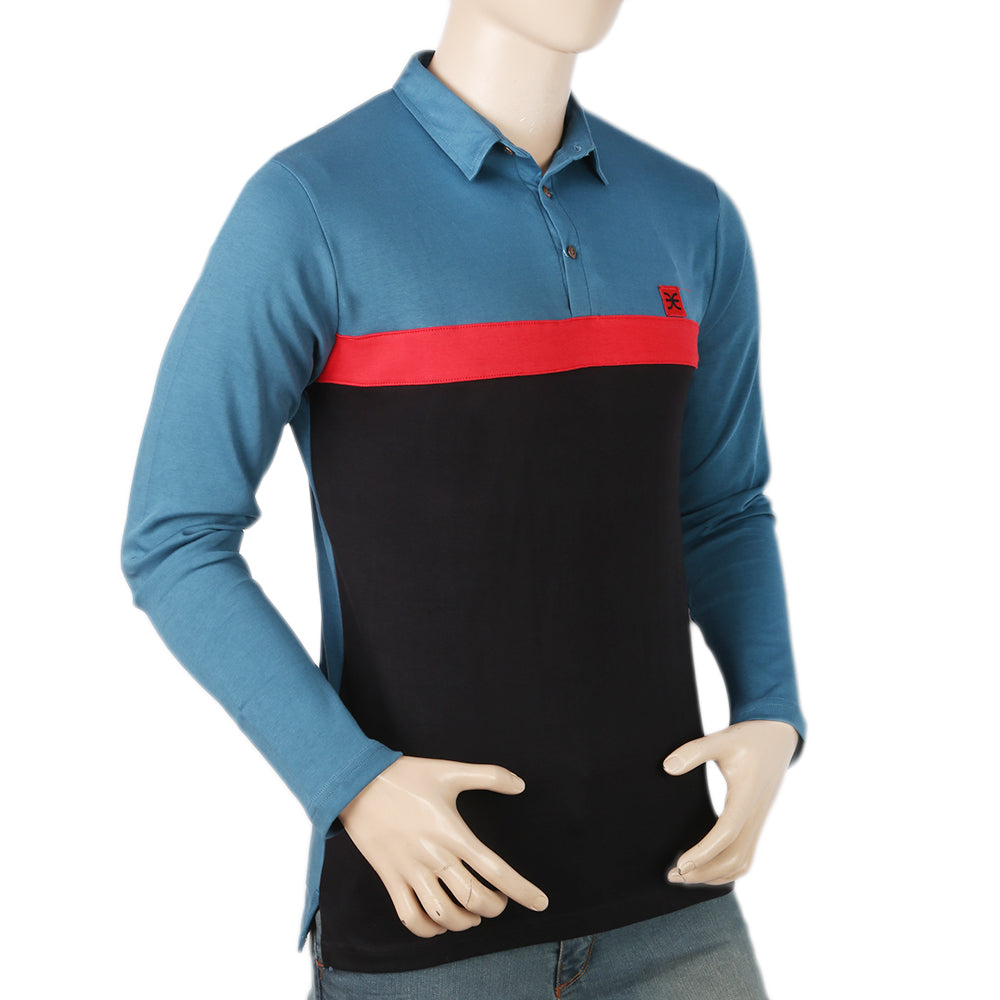 Men's Eminent Full Sleeves Polo T-Shirt - Steel Blue, Men, T-Shirts And Polos, Eminent, Chase Value