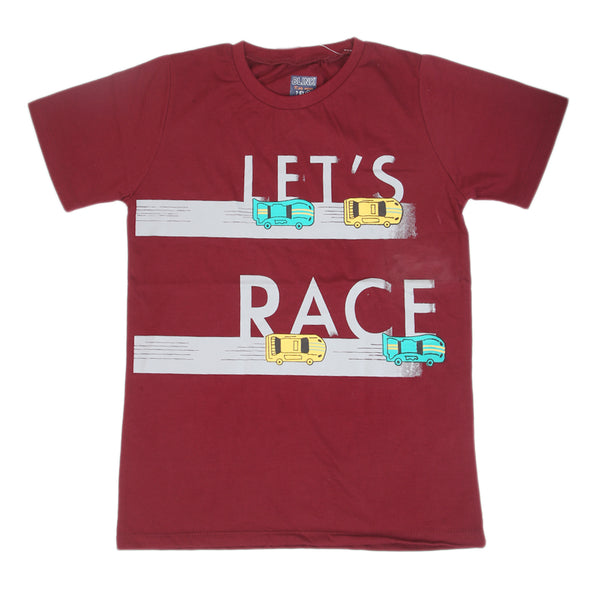 Boys Half Sleeves T-Shirt 3981 - Maroon, Kids, Boys T-Shirts, Chase Value, Chase Value