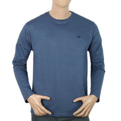 Men's Full Sleeves Logo T-Shirt - Steel Blue, Men, T-Shirts And Polos, Chase Value, Chase Value