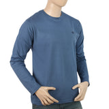Men's Full Sleeves Logo T-Shirt - Steel Blue, Men, T-Shirts And Polos, Chase Value, Chase Value