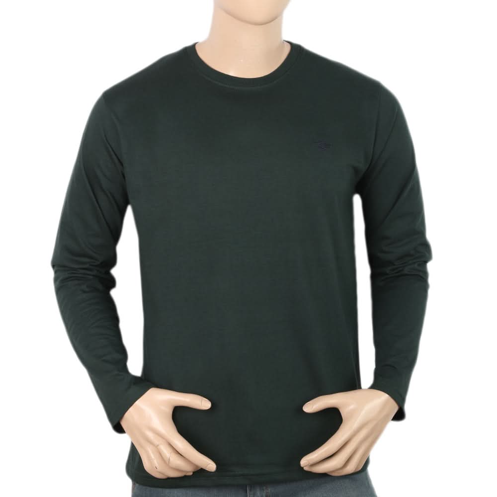 Men's Full Sleeves Logo T-Shirt - Green, Men, T-Shirts And Polos, Chase Value, Chase Value