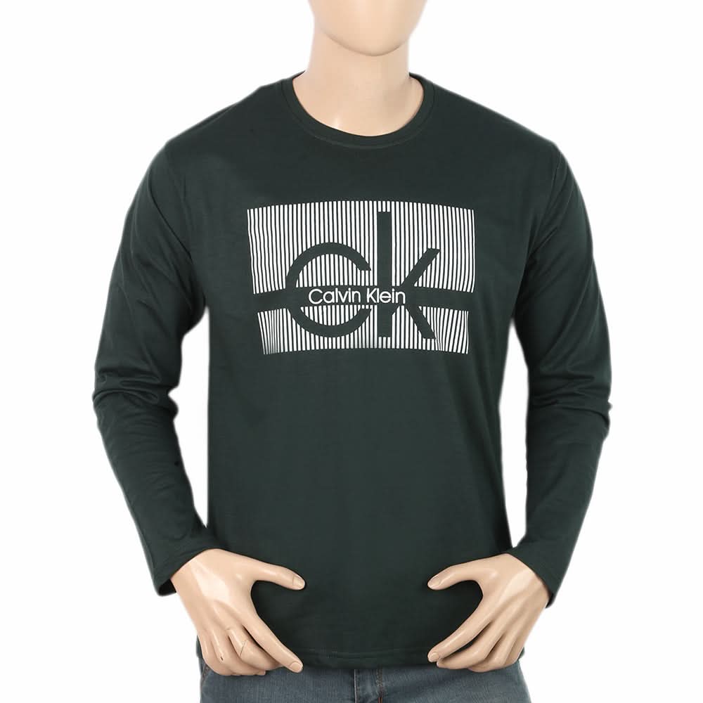 Men's Full Sleeves Printed T-Shirt - Green, Men, T-Shirts And Polos, Chase Value, Chase Value