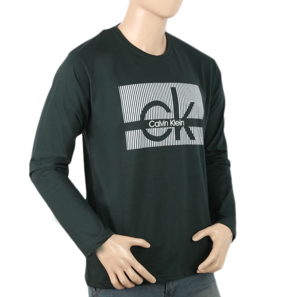 Men's Full Sleeves Printed T-Shirt - Green, Men, T-Shirts And Polos, Chase Value, Chase Value