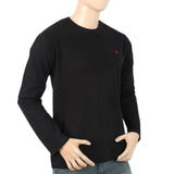 Men's Full Sleeves Logo T-Shirt - Black, Men, T-Shirts And Polos, Chase Value, Chase Value