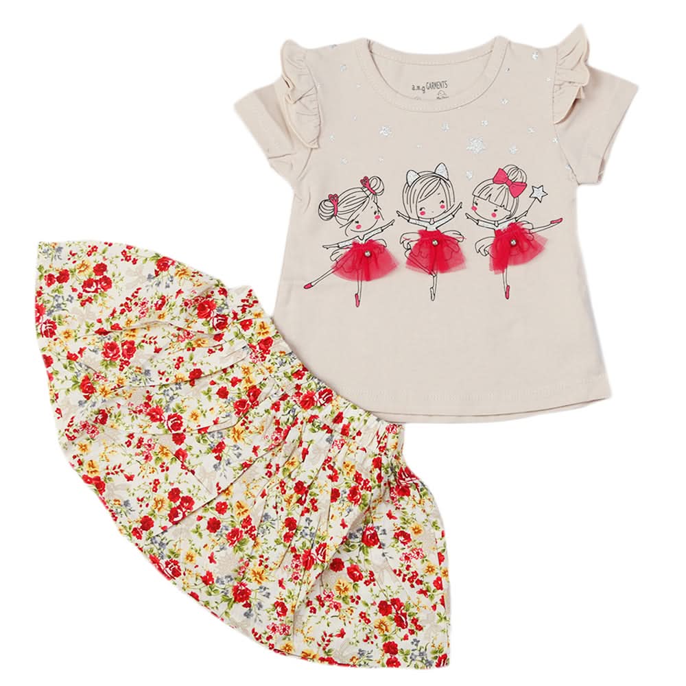 Newborn Girls Half Sleeves Suit - Fawn, Newborn Girls Sets & Suits, Chase Value, Chase Value