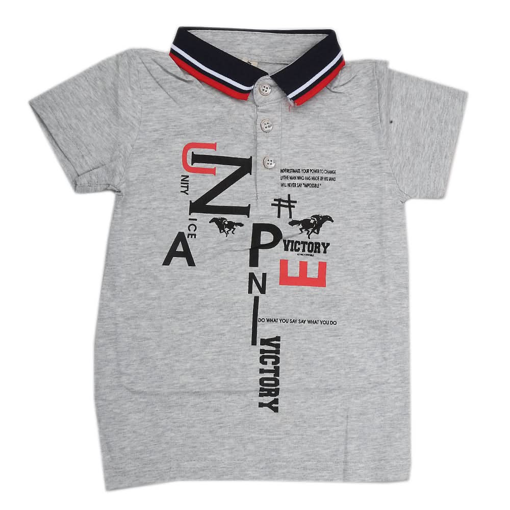 Boys Half Sleeves Polo T-Shirt - Grey, Kids, Boys T-Shirts, Chase Value, Chase Value