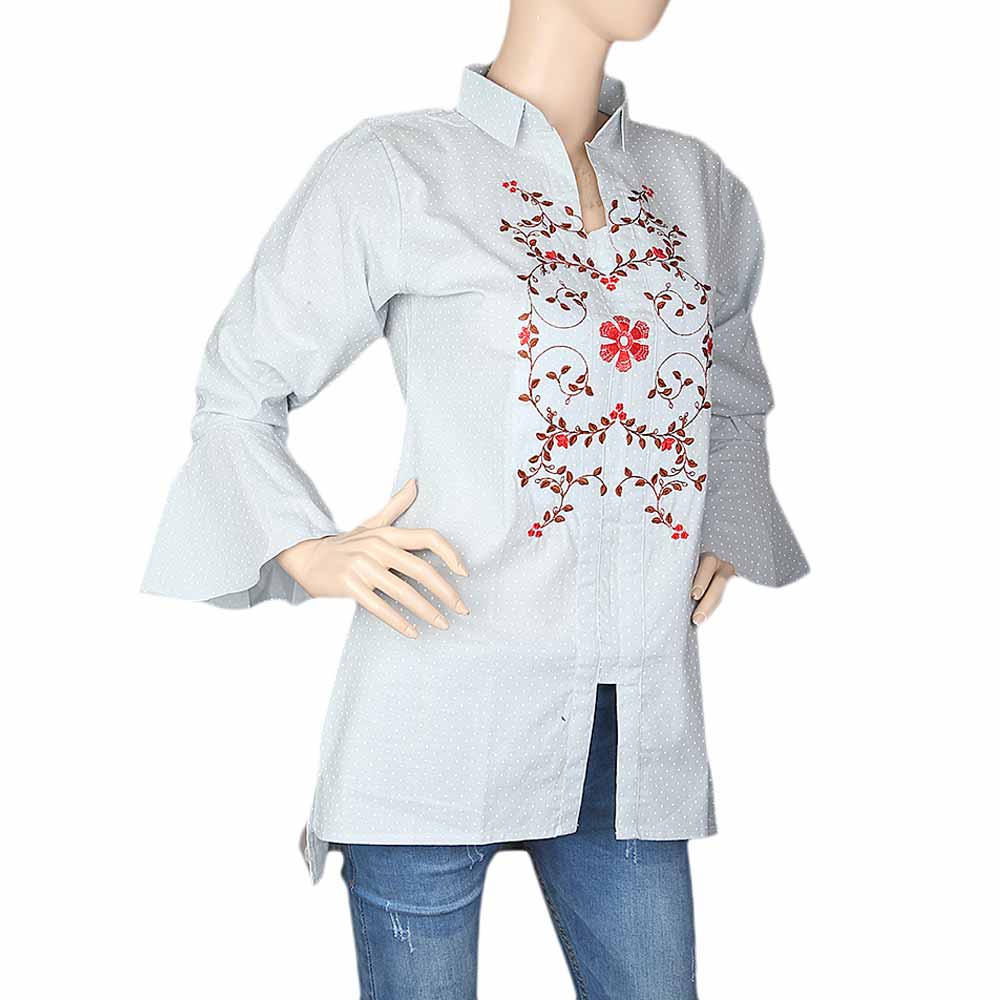 Women's Embroidered Western Top - Blue, Women, T-Shirts And Tops, Chase Value, Chase Value