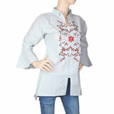 Women's Embroidered Western Top - Blue, Women, T-Shirts And Tops, Chase Value, Chase Value
