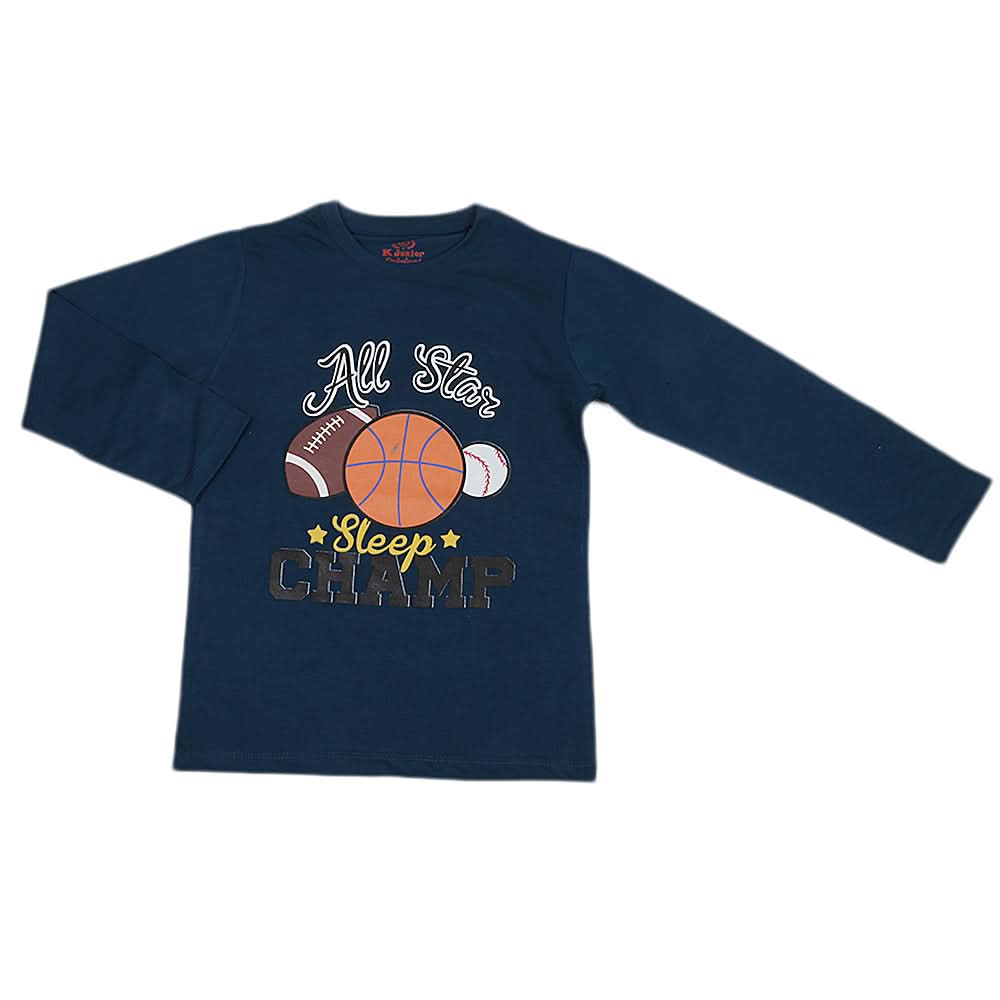 Boys Full Sleeves T-Shirt - Steel Blue, Kids, Boys T-Shirts, Chase Value, Chase Value