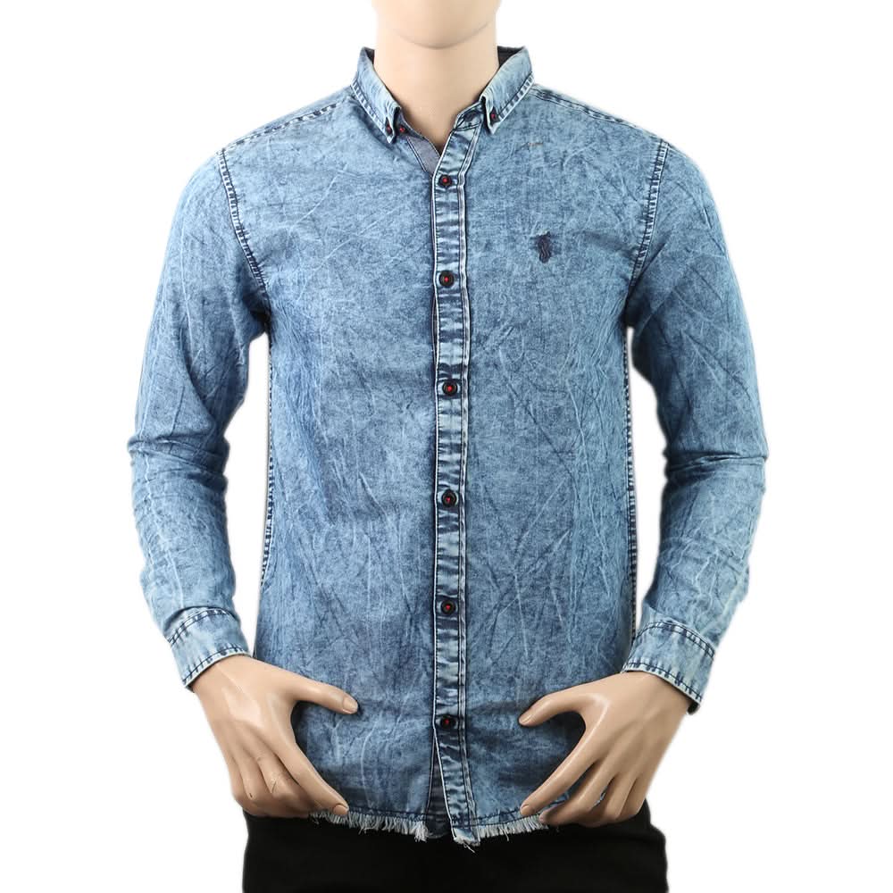Men's Denim Casual Club Shirt - Blue, Men, T-Shirts And Polos, Chase Value, Chase Value