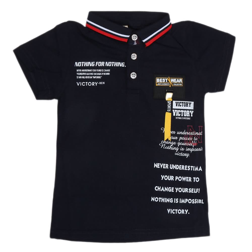 Boys Half Sleeves Polo T-Shirt - Navy Blue, Kids, Boys T-Shirts, Chase Value, Chase Value