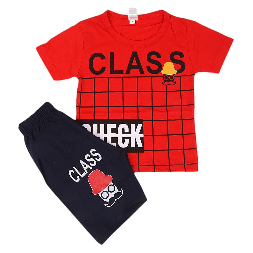 Boys Half Sleeves Short Suit - Red, Kids, Boys Sets And Suits, Chase Value, Chase Value