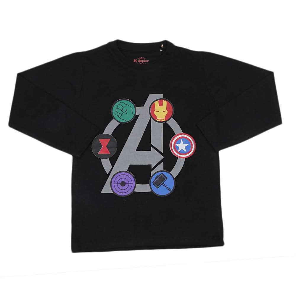Boys Full Sleeves T-Shirt - Black, Kids, Boys T-Shirts, Chase Value, Chase Value