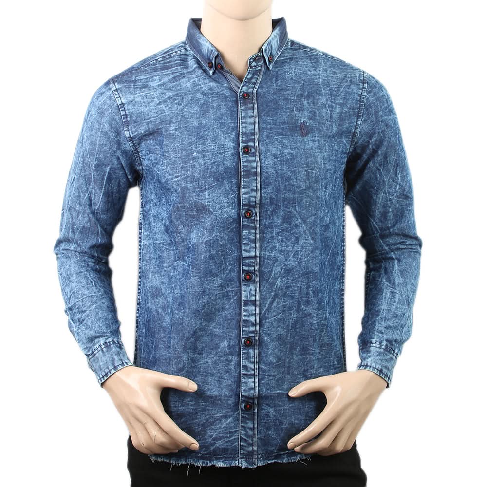 Men's Denim Casual Club Shirt 9010-A - Dark Blue, Men, T-Shirts And Polos, Chase Value, Chase Value