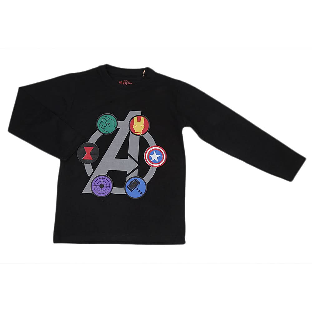 Boys Full Sleeves T-Shirt - Black, Kids, Boys T-Shirts, Chase Value, Chase Value