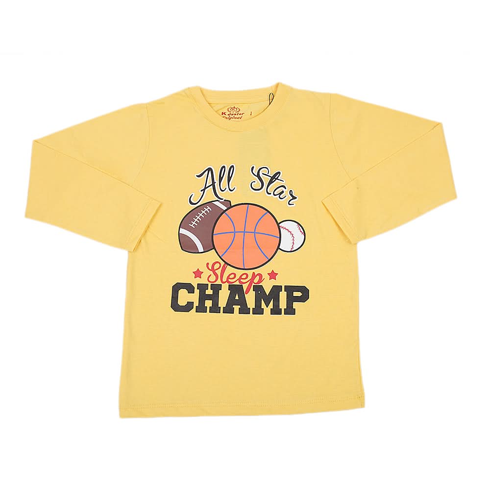 Boys Full Sleeves Jersey T-Shirt - Yellow, Kids, Boys T-Shirts, Chase Value, Chase Value