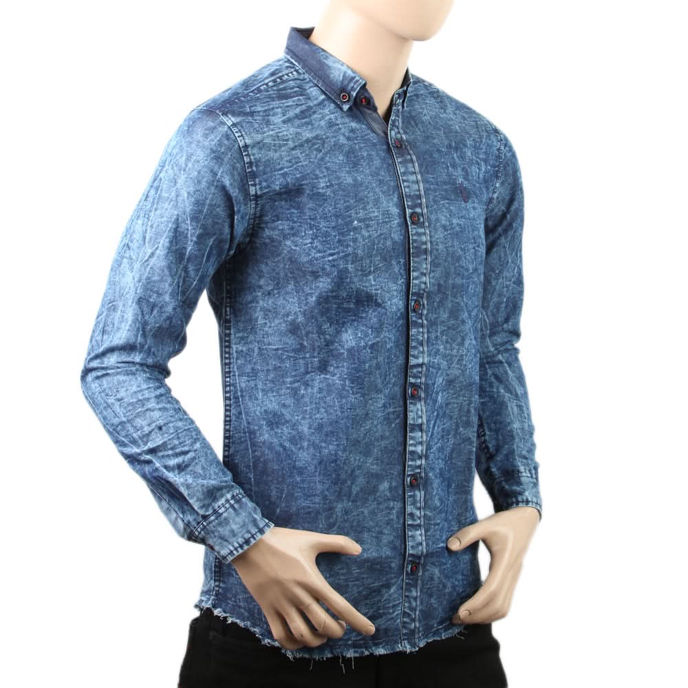 Men's Denim Casual Club Shirt 9010-A - Dark Blue, Men, T-Shirts And Polos, Chase Value, Chase Value