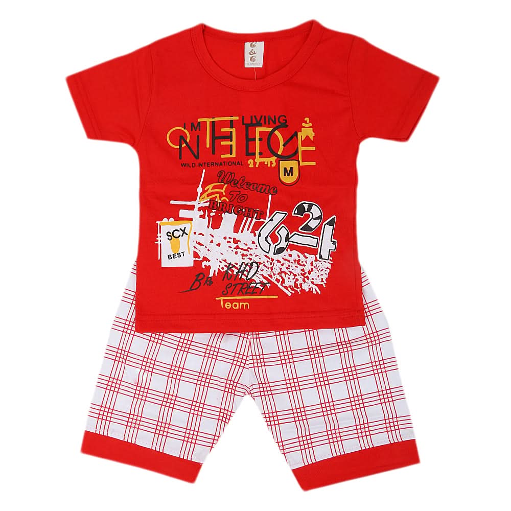 Boys Half Sleeves Short Suit - Red, Kids, Boys Sets And Suits, Chase Value, Chase Value