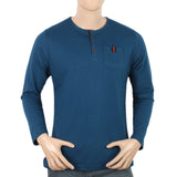 Men's Full Sleeves Fancy Henley T.Shirt - Steel Blue, Men, T-Shirts And Polos, Chase Value, Chase Value