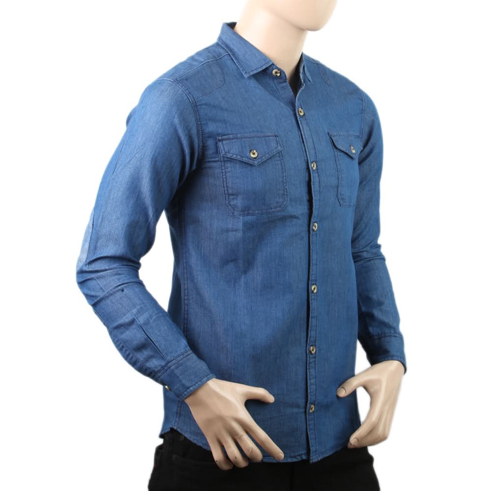 Men's Denim Casual Club Shirt 9010-E - Blue, Men, T-Shirts And Polos, Chase Value, Chase Value