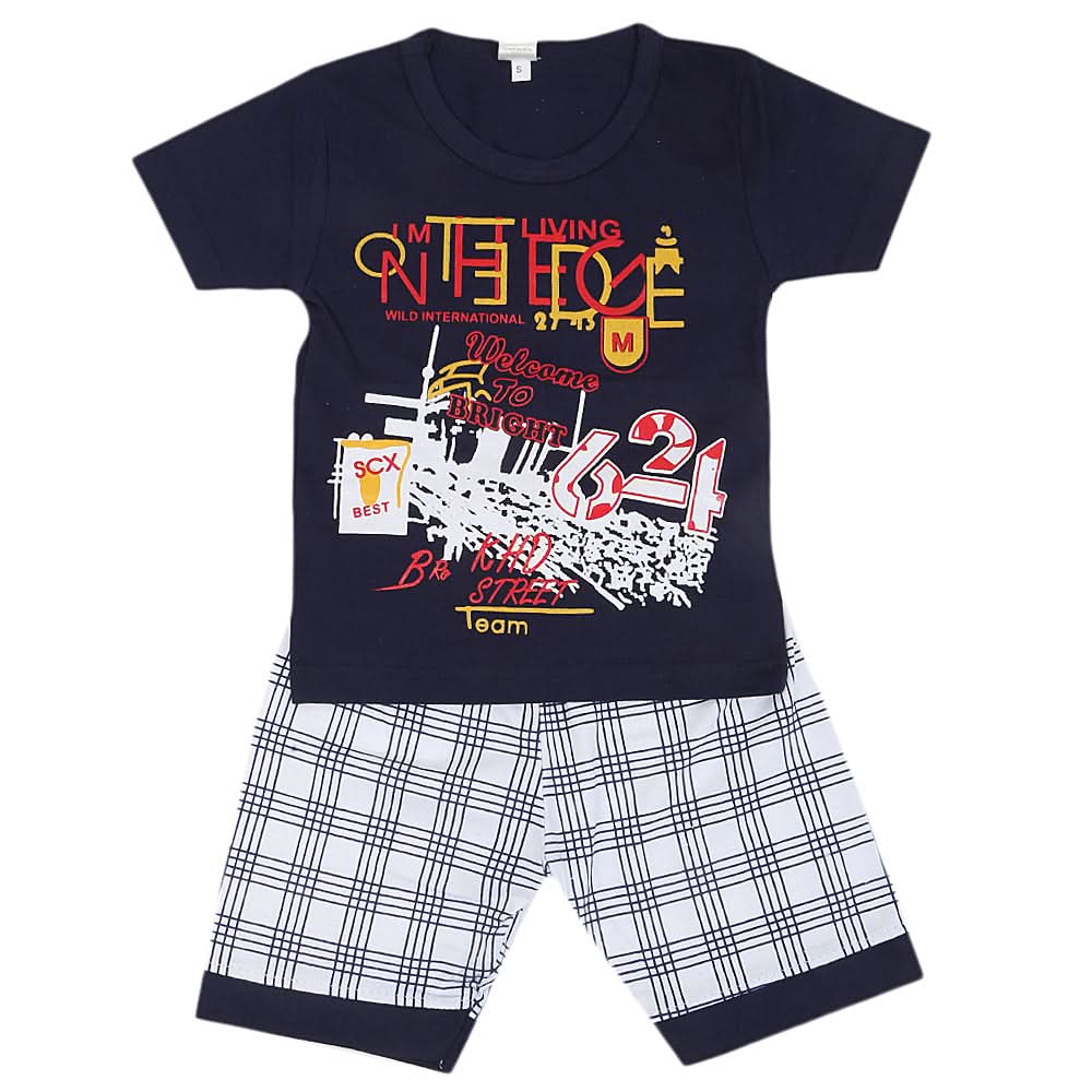 Boys Half Sleeves Short Suit - Navy Blue, Kids, Boys Sets And Suits, Chase Value, Chase Value