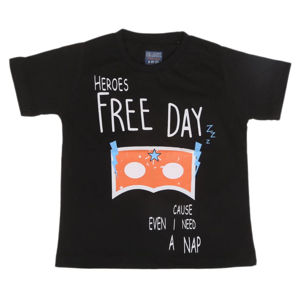 Boys Half Sleeves Jersey T-Shirt - Black, Kids, Boys T-Shirts, Chase Value, Chase Value