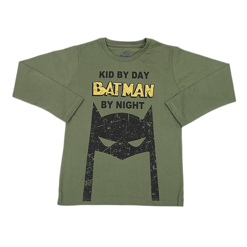 Boys Full Sleeves T-Shirt - Olive Green, Kids, Boys T-Shirts, Chase Value, Chase Value