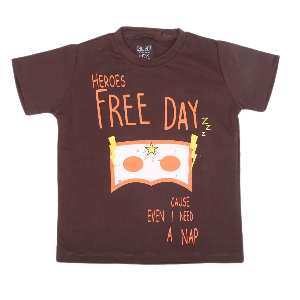 Boys Half Sleeves Jersey T-Shirt - Dark Brown, Kids, Boys T-Shirts, Chase Value, Chase Value